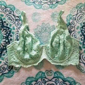 Mint Unlined Lace Bra